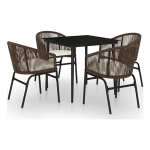 Afuera Living Contemporary Garden Dining Set in Black/Brown/Cream White