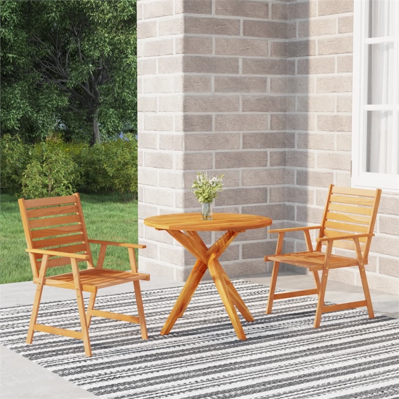 Afuera Living Contemporary Solid Acacia Wood Garden Dining Set in Brown