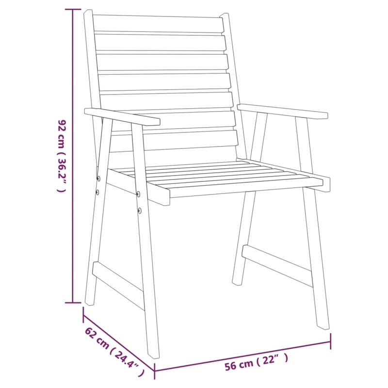 Afuera Living Contemporary Solid Acacia Wood Garden Dining Set in Brown