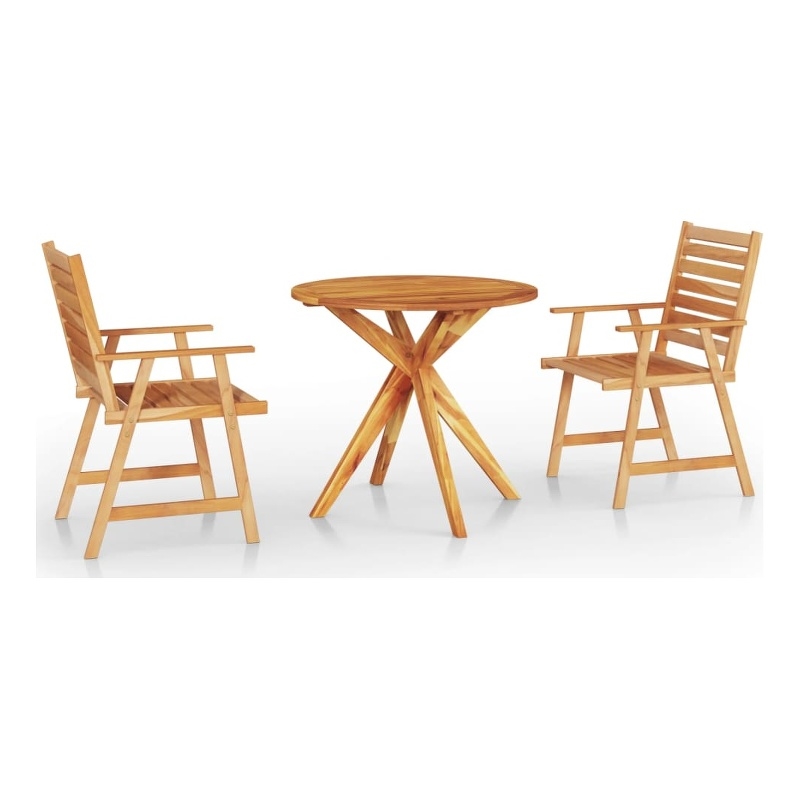 Afuera Living Contemporary Solid Acacia Wood Garden Dining Set in Brown