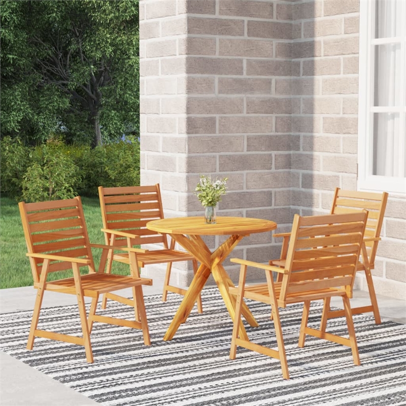 Afuera Living Contemporary Solid Acacia Wood Garden Dining Set in Brown