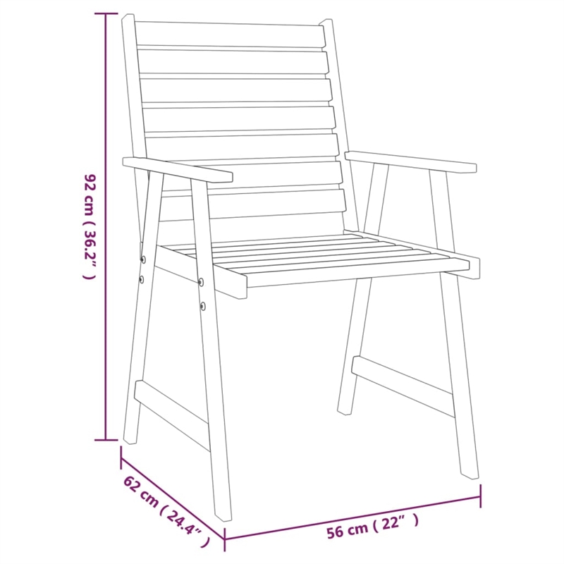 Afuera Living Contemporary Solid Acacia Wood Garden Dining Set in Brown