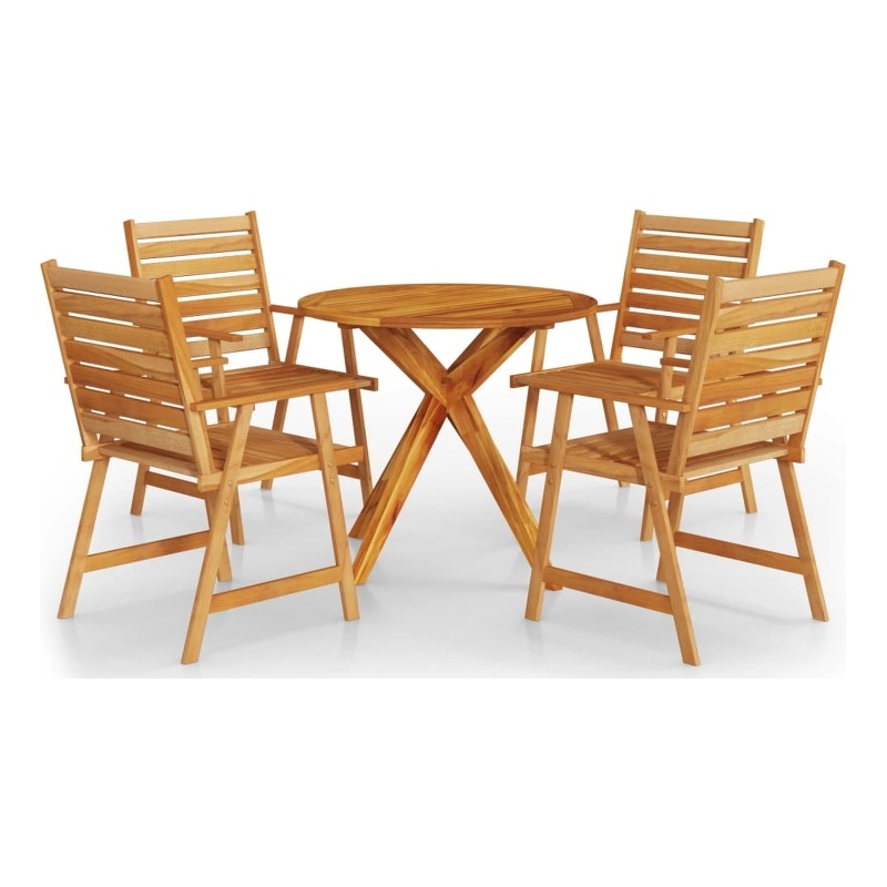 Afuera Living Contemporary Solid Acacia Wood Garden Dining Set in Brown