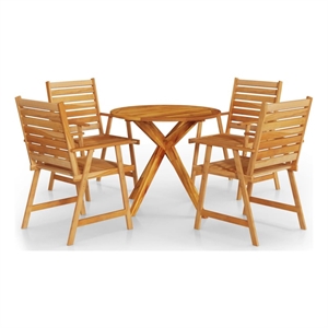 Afuera Living Contemporary Solid Acacia Wood Garden Dining Set in Brown