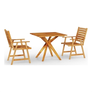 Afuera Living Contemporary Solid Acacia Wood Garden Dining Set in Brown
