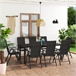 Afuera Living Contemporary Glass/Aluminum/PE Rattan Dining Set in Black