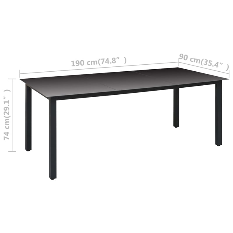 Afuera Living Contemporary Glass/Aluminum/PE Rattan Dining Set in Black