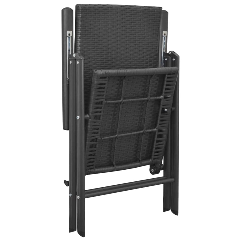 Afuera Living Contemporary Glass/Aluminum/PE Rattan Dining Set in Black