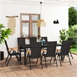 Afuera Living PE Rattan/WPC/Aluminum/Glass Large Dining Set in Black/Brown