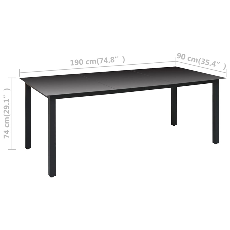 Afuera Living PE Rattan/WPC/Aluminum/Glass Large Dining Set in Black/Brown