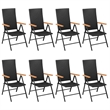 Afuera Living PE Rattan/WPC/Aluminum/Glass Large Dining Set in Black/Brown