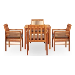 Afuera Living Outdoor Dining Set in Brown Frame With in Dark Gray Cushions