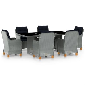 Afuera Living Outdoor Dining Set in Light Gray Round PE Rattan 6-Piece Set