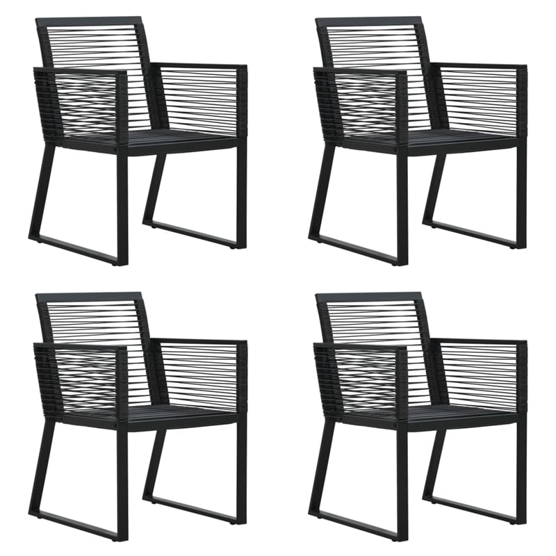 Afuera Living PVC Rattan/Powder-Coated Steel/Glass Set Dining Set in Black