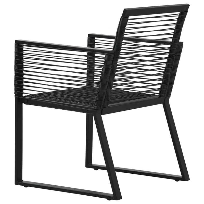 Afuera Living PVC Rattan/Powder-Coated Steel/Glass Set Dining Set in Black