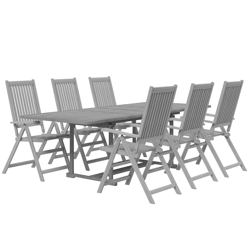 Afuera Living Solid Acacia Wood 7-Piece Foldable Garden Dining Set in Gray