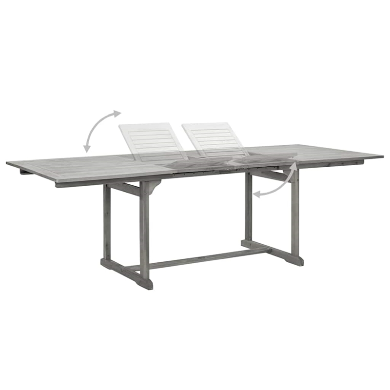 Afuera Living Solid Acacia Wood 7-Piece Foldable Garden Dining Set in Gray