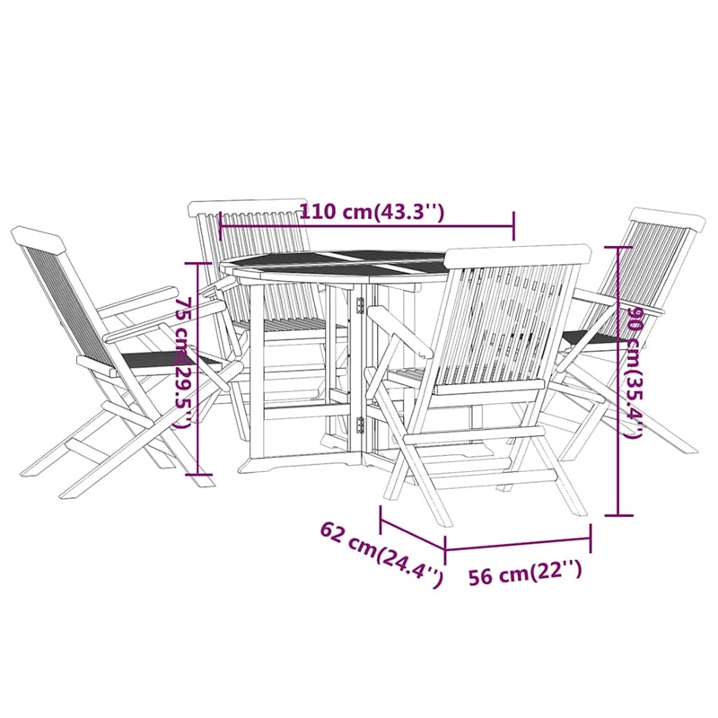 Afuera Living Smooth-Sanded Teak Hardwood Outdoor Dining Set Natural/Brown