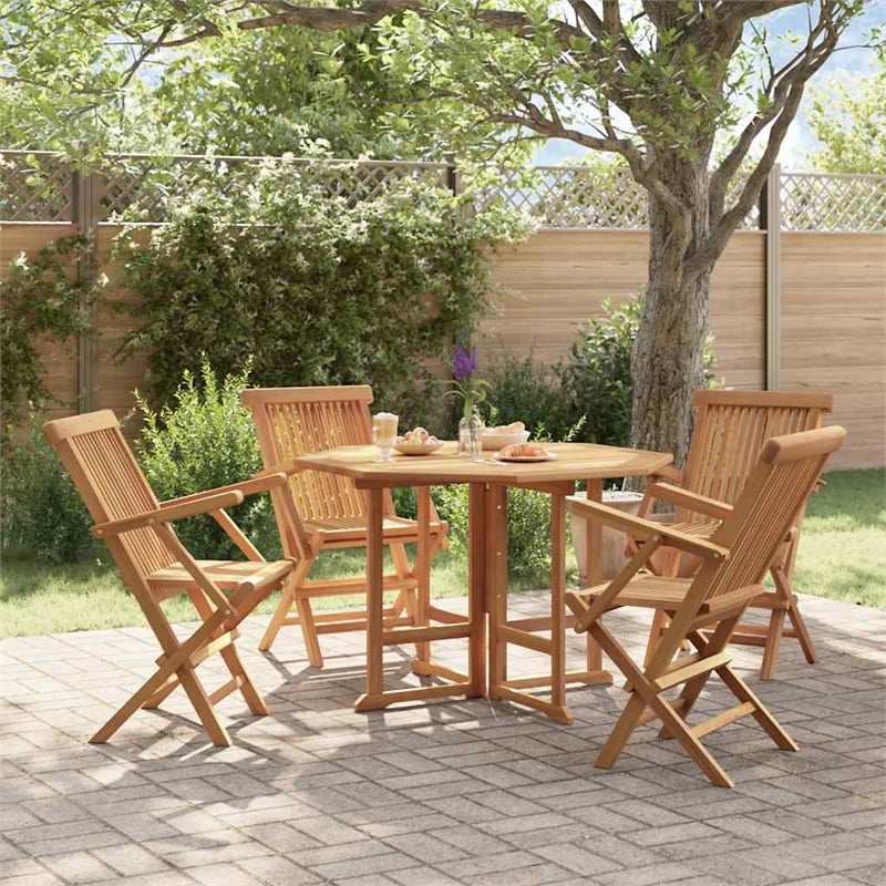 Afuera Living Sanded Teak Hardwood Medium Outdoor Dining Set Natural/Brown