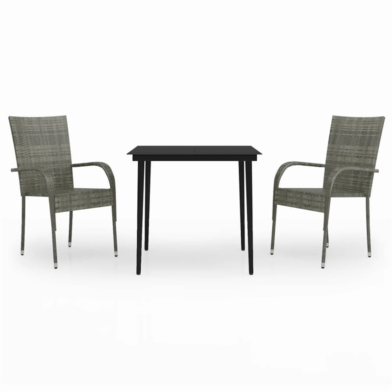 Afuera Living PE Rattan Medium Durable Garden Dining Set in Gray and Black