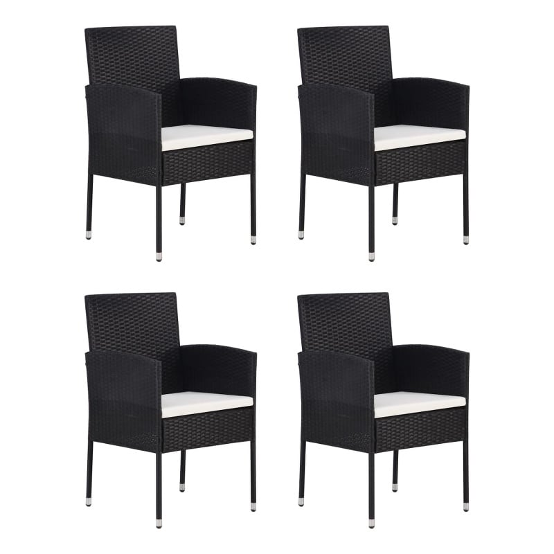 Afuera Living Acacia Wood & Powder-Coated Steel Medium Dining Set in Black