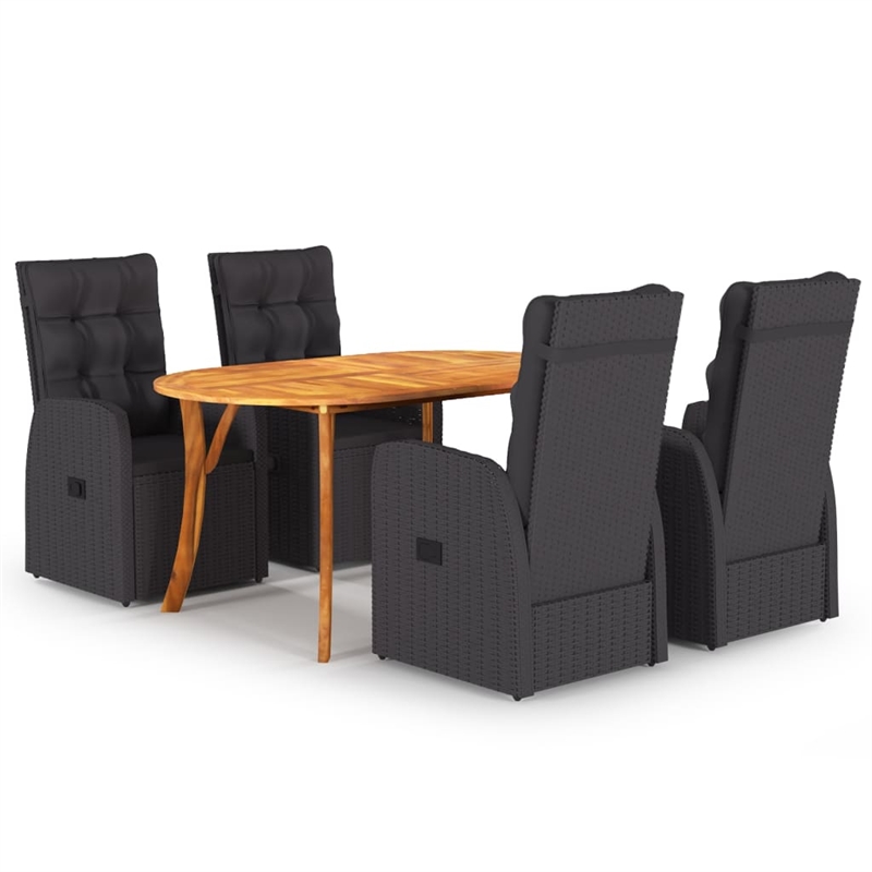 Afuera Living Solid Acacia Wood/PE Rattan Medium Dining Set in Black/Brown