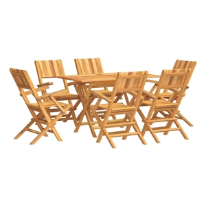 Afuera Living Solid Teak Wood Standard Foldable Garden Dining Set in Brown