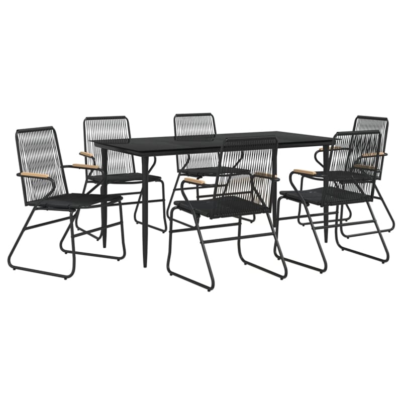 Afuera Living Powder-Coated Steel Large Durable Garden Dining Set in Black