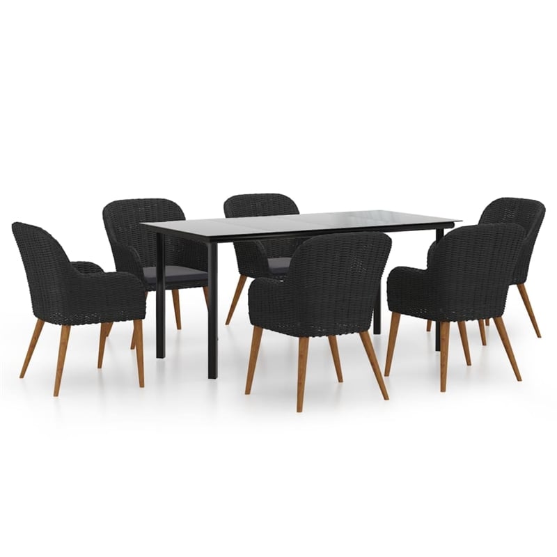 Afuera Living Powder-Coated Steel Large Durable Garden Dining Set in Black