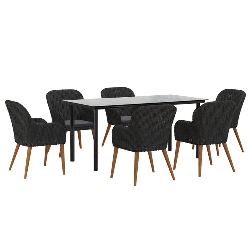 Afuera Living Powder-Coated Steel Large Durable Garden Dining Set in Black