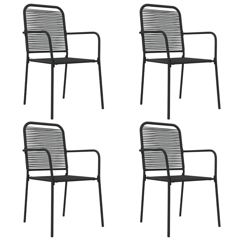 Afuera Living Cotton Rope & Powder-Coated Steel Garden Dining Set in Black
