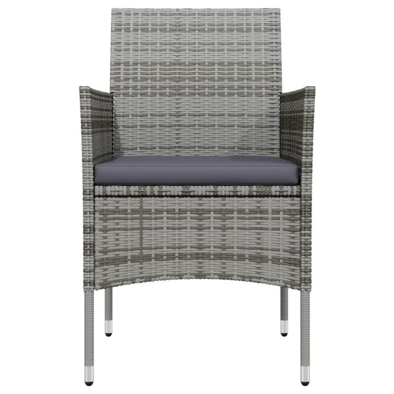 Afuera Living Contemporary Garden Dining Set in Gray and Black PE Rattan