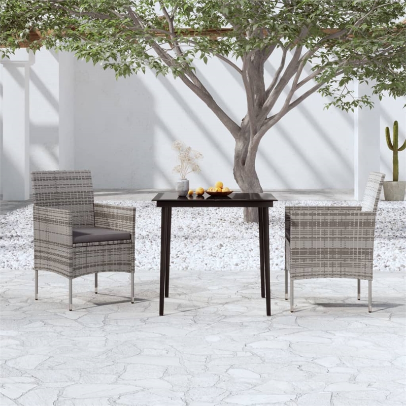 Afuera Living Contemporary Garden Dining Set in Gray and Black PE Rattan