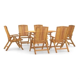 Afuera Living Solid Teak Wood Large Foldable Garden Dining Set Natural/Brown
