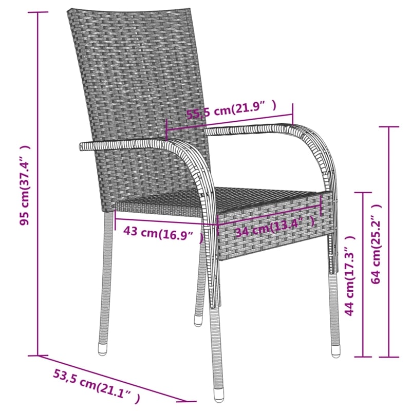 Afuera Living PE Rattan/Powder-Coated Steel/Glass Garden Dining Set in Black