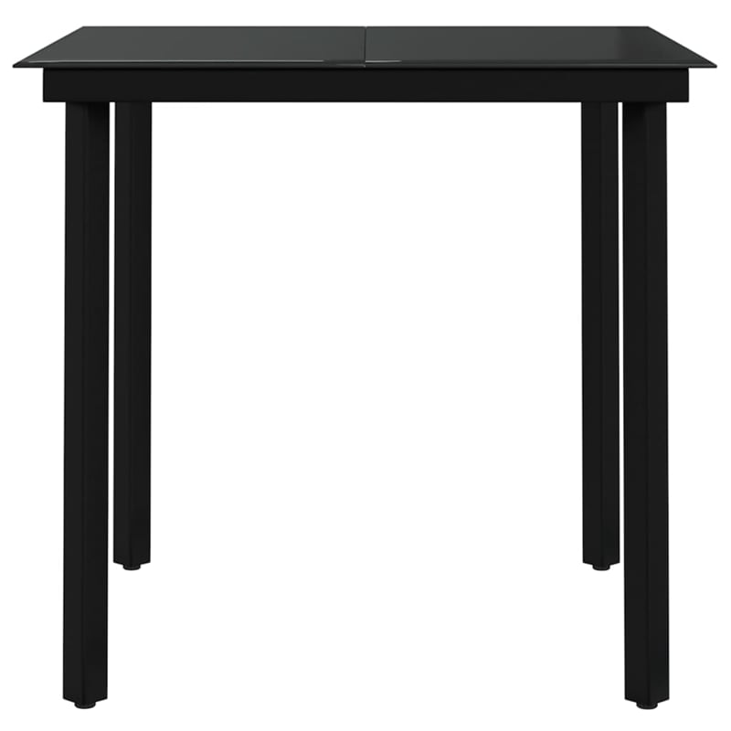 Afuera Living PE Rattan Powder-Coated Steel Glass Garden Dining Set in Black