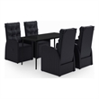 Afuera Living PE Rattan/Powder-Coated Steel/Glass Garden Dining Set in Black