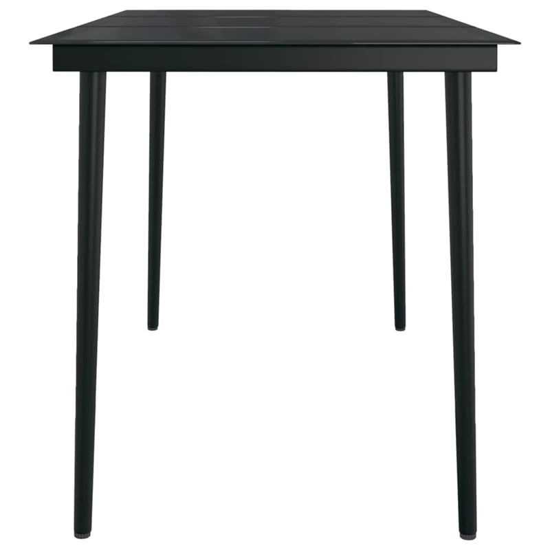 Afuera Living PE Rattan/Powder-Coated Steel/Glass Garden Dining Set in Black