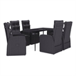Afuera Living PE Rattan/Powder-Coated Steel/Glass Garden Dining Set in Black