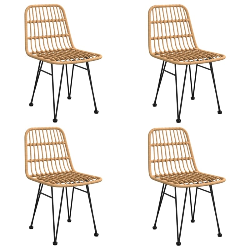 Afuera Living Poly Rattan & Tempered Glass Medium Garden Dining Set in Black