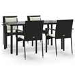 Afuera Living Poly Rattan 5-Piece Garden Dining Set in Black and Cream White