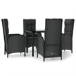 Afuera Living PE Rattan Medium Adjustable Armrests Patio Dining Set in Black