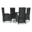 Afuera Living PE Rattan Medium Adjustable Armrests Patio Dining Set in Black