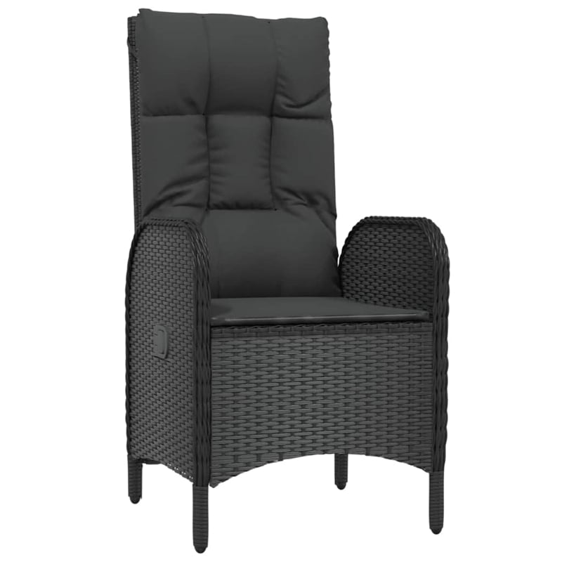 Afuera Living PE Rattan Medium Adjustable Armrests Patio Dining Set in Black