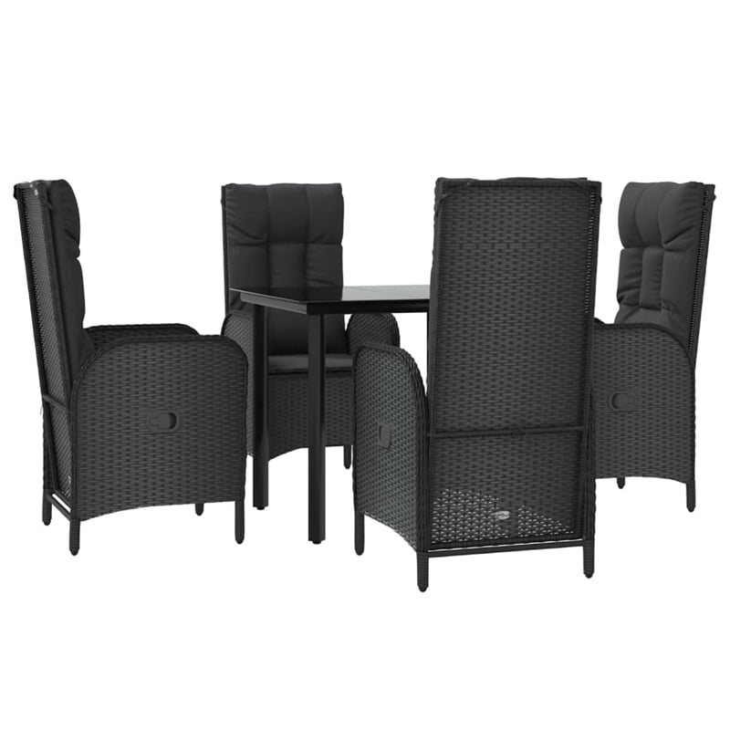Afuera Living PE Rattan Medium Adjustable Armrests Patio Dining Set in Black
