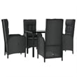 Afuera Living PE Rattan Medium Adjustable Armrests Patio Dining Set in Black
