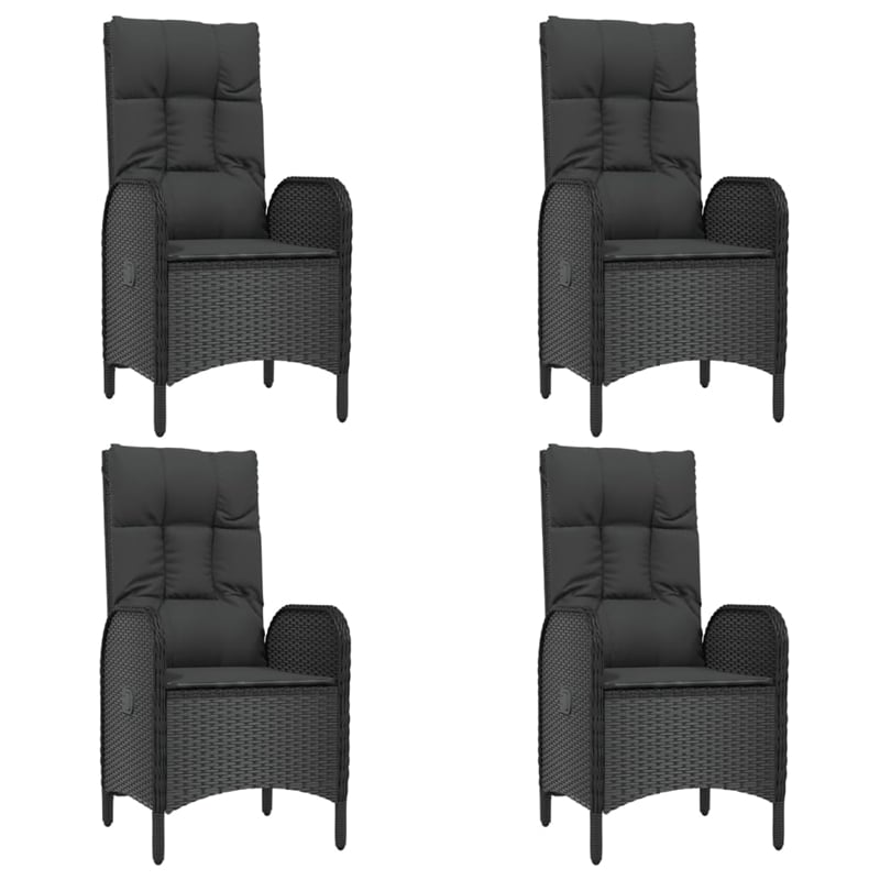 Afuera Living PE Rattan Medium Adjustable Armrests Patio Dining Set in Black