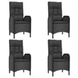 Afuera Living PE Rattan Medium Adjustable Armrests Patio Dining Set in Black