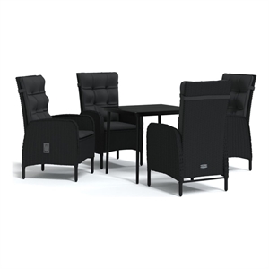 Afuera Living PE Rattan/Powder-Coated Steel/Glass Garden Dining Set in Black