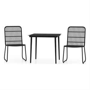 Afuera Living PE Rattan/Powder-Coated Steel/Glass Medium Dining Set in Black